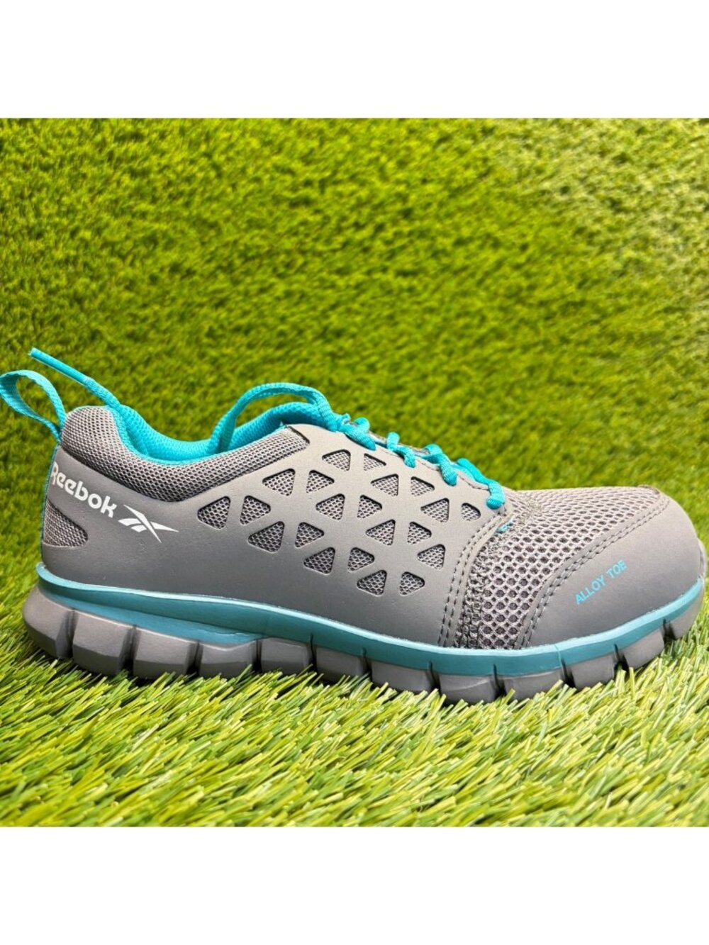 Reebok Sublite Cushion Womens Size 7 Gray Blue Composite Toe Safety Work Shoes